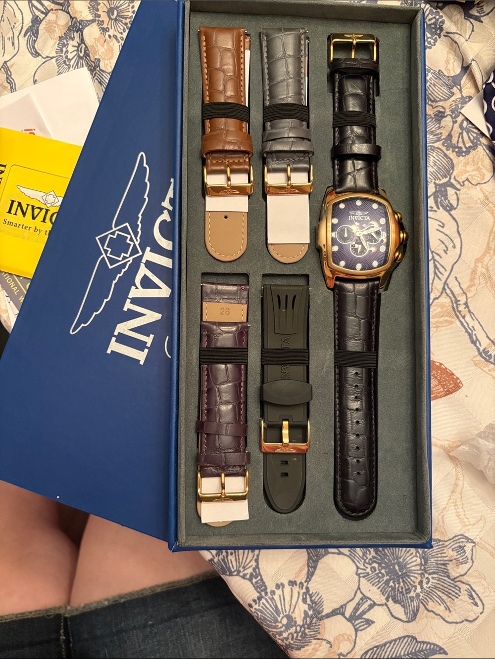 Invicta Men's Watch Set with Black, Brown, Gray, Burgundy & Tan Straps